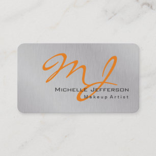 Tarjeta De Visita Monograma del artista de maquillaje de moda Naranj