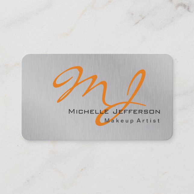 Tarjeta De Visita Monograma del artista de maquillaje de moda Naranj (Anverso)