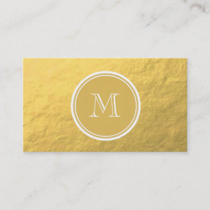 Tarjeta De Visita Monograma del fondo del Relieve metalizado dorado