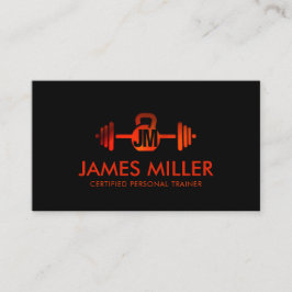 Tarjeta De Visita Monograma del formador personal de movimiento rojo