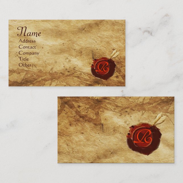 Tarjeta De Visita Monograma del PARCHE DE SELLO DE CERRAMIENTA ROJA (Anverso / Reverso)