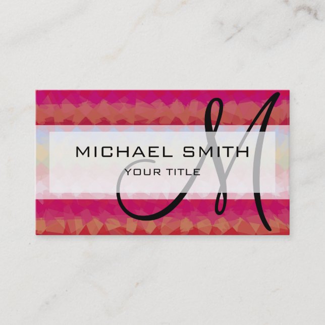 Tarjeta De Visita Monograma del Personalizado de arte abstracto de m (Anverso)