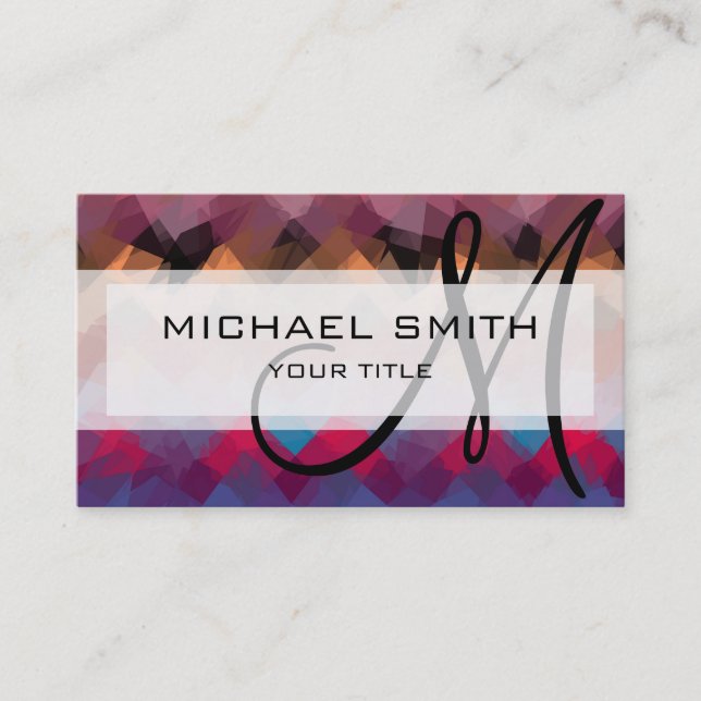 Tarjeta De Visita Monograma del Personalizado de arte abstracto mosa (Anverso)