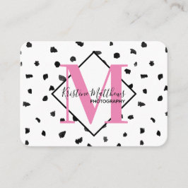 Tarjeta De Visita Monograma del Personalizado de puntos de polka bla