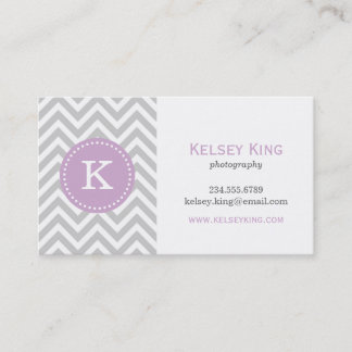 Tarjeta De Visita Monograma del Personalizado Gris y Lilac Púrpura C