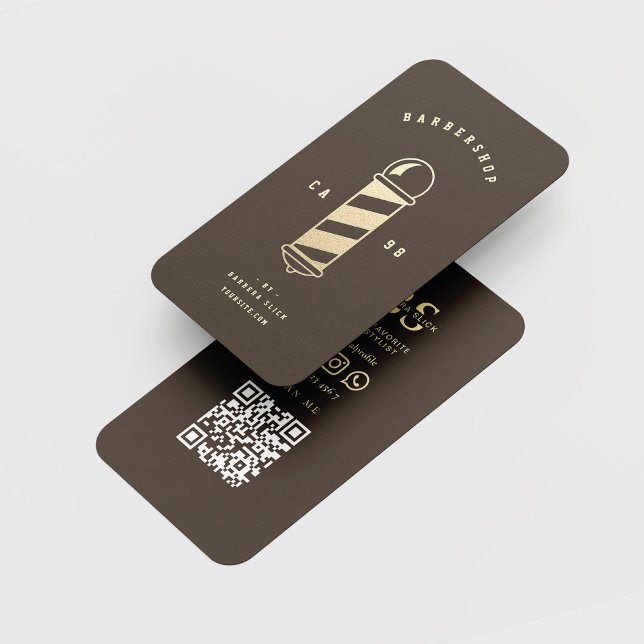 Tarjeta De Visita Monograma del polo de Barbershop Gold Barber (Subido por el creador)