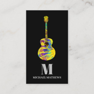 Tarjeta De Visita Monograma del profesor de música acústica de guita