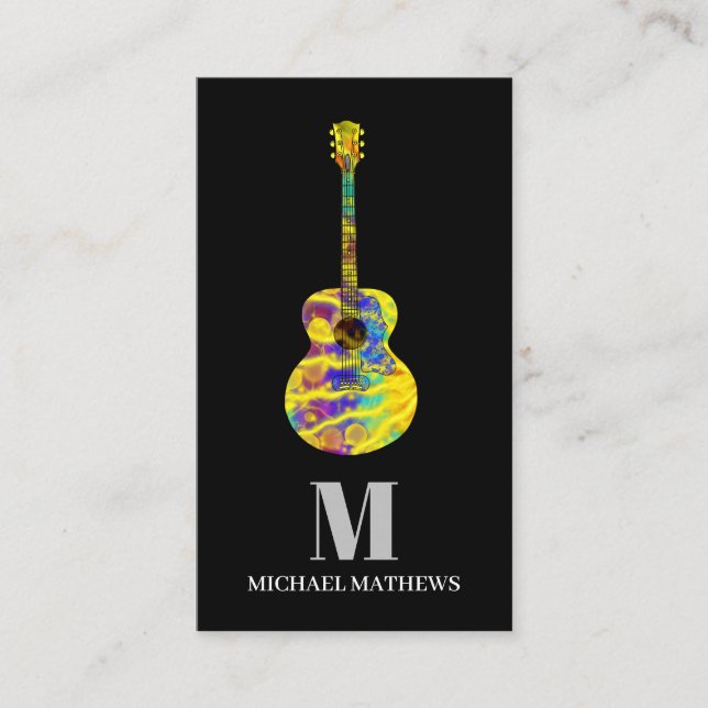 Tarjeta De Visita Monograma del profesor de música acústica de guita (Anverso)