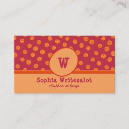 Tarjeta De Visita Monograma divertido Cranberry y patrón Naranja