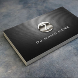 Tarjeta De Visita Monograma DJ Profesional Steel Metallic