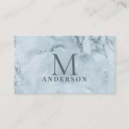 Tarjeta De Visita Monograma doble masculino de mármol azul