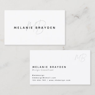 Tarjeta De Visita Monograma doble simple y elegante en blanco y negr