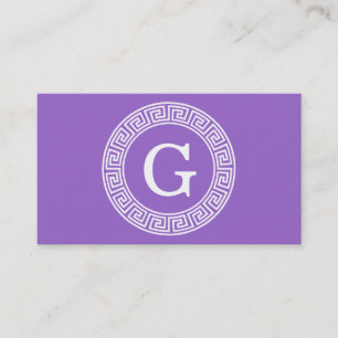 Tarjeta De Visita Monograma dominante griego blanco Amethyst de la