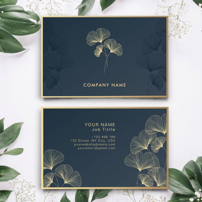Tarjeta De Visita Monograma Dorado Floral Elegante Flor (Subido por el creador)