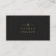 Tarjeta De Visita Monograma dorado negro | Elegante Minimalista mode (Anverso)