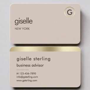 Tarjeta De Visita Monograma Dorado Neutral