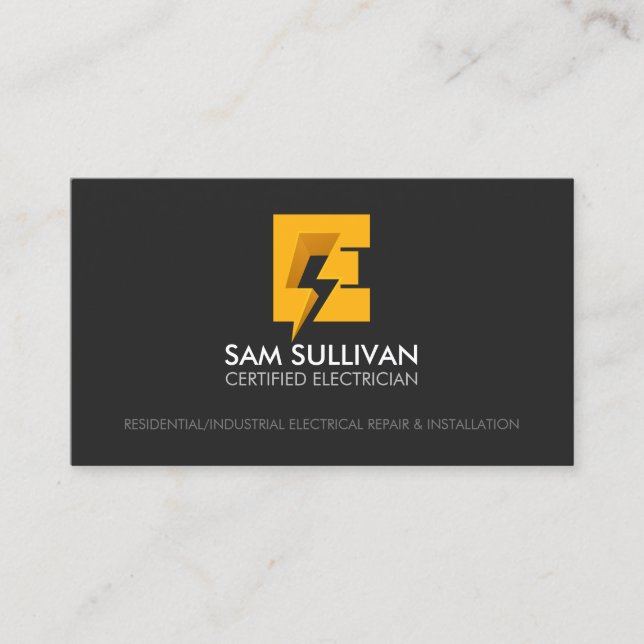 Tarjeta De Visita Monograma E de contratista eléctrico (Anverso)