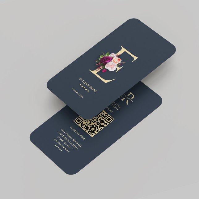Tarjeta De Visita Monograma E Profesional Dark Blue Gold (Modern Monogram E Professional Dark Blue Gold Business Card
)