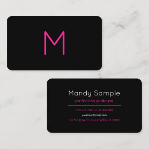 Tarjeta De Visita Monograma editable moderno rosa y negro