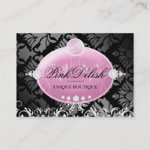 Tarjeta De Visita monograma el   3,5 x 2,5 Noir de 311-Pink Delish