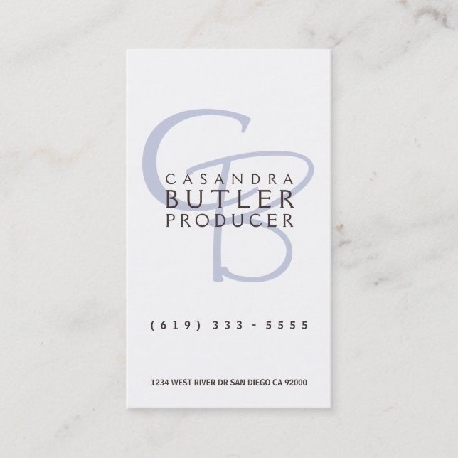 Tarjeta De Visita Monograma elegante (Anverso)