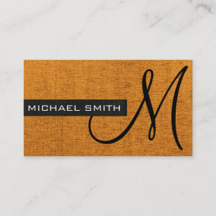Tarjeta De Visita Monograma elegante amarillo oscuro