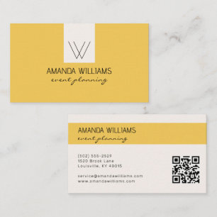Tarjeta De Visita Monograma Elegante Amarillo y Crema Profesional