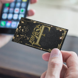 Tarjeta De Visita Monograma elegante Black Gold Boutique