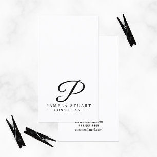Tarjeta De Visita Monograma elegante blanco y negro