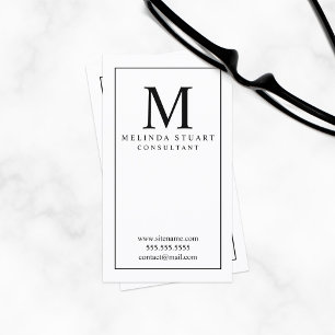Tarjeta De Visita Monograma elegante blanco y negro
