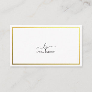 Tarjeta De Visita Monograma elegante chic dorado con código qr