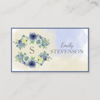 Tarjeta De Visita Monograma elegante de acuarela floral