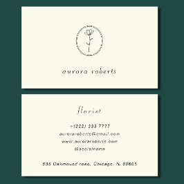 Tarjeta De Visita Monograma elegante de arte de la línea de flores