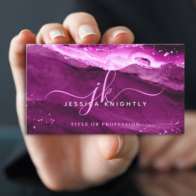 Tarjeta De Visita Monograma elegante de escritura de Purpurina de ma (Subido por el creador)