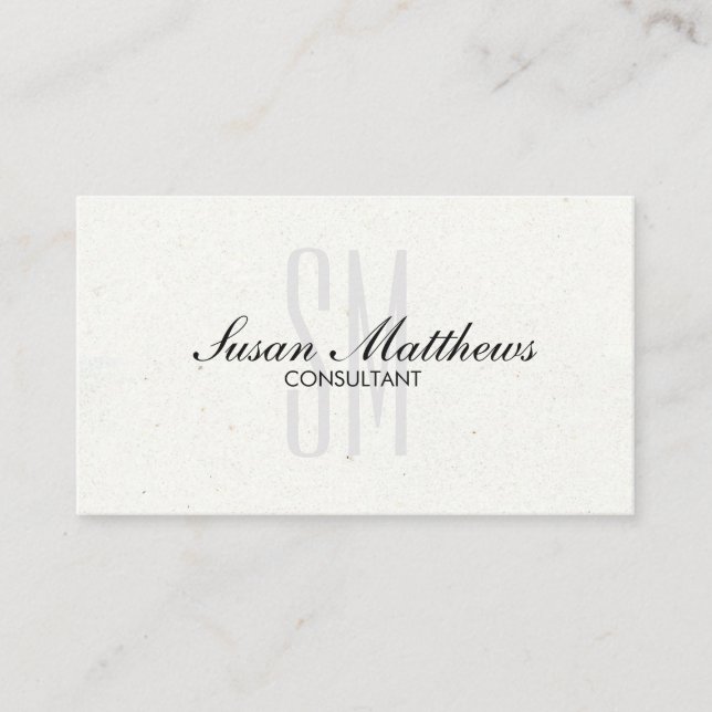 Tarjeta De Visita Monograma elegante de escritura simple blanca mode (Anverso)