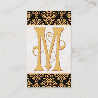 Tarjeta De Visita Monograma elegante de la inicial M del damasco del