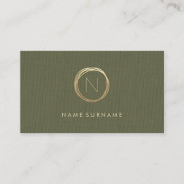 Tarjeta De Visita Monograma elegante de lino moderno del oro del