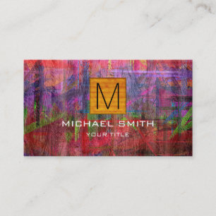 Tarjeta De Visita Monograma elegante de madera de color retro #18