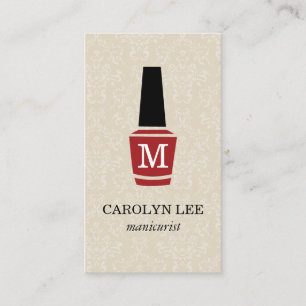 Tarjeta De Visita Monograma elegante de Nail Poland Damask