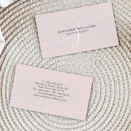 Tarjeta De Visita Monograma elegante de Rubor de escritura blanca ro