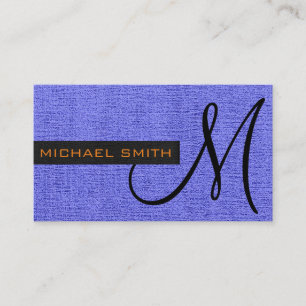 Tarjeta De Visita Monograma elegante de tela azul