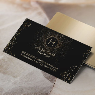 Tarjeta De Visita Monograma elegante del confeti del oro del