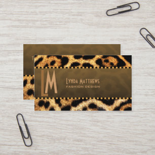Tarjeta De Visita Monograma elegante del estampado leopardo
