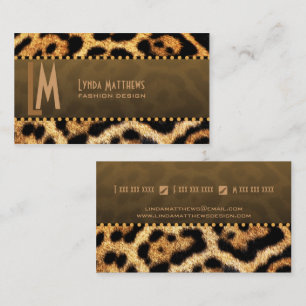 Tarjeta De Visita Monograma elegante del estampado leopardo