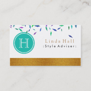 Tarjeta De Visita Monograma elegante del spa de salud Nature Gold