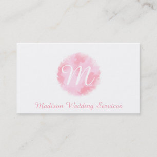 Tarjeta De Visita Monograma elegante en acuarela rosa y blanca