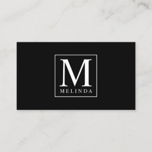 Tarjeta De Visita Monograma elegante en blanco y negro