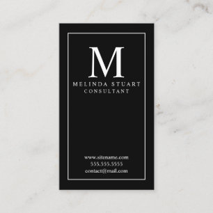 Tarjeta De Visita Monograma elegante en blanco y negro