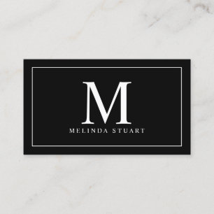 Tarjeta De Visita Monograma elegante en blanco y negro