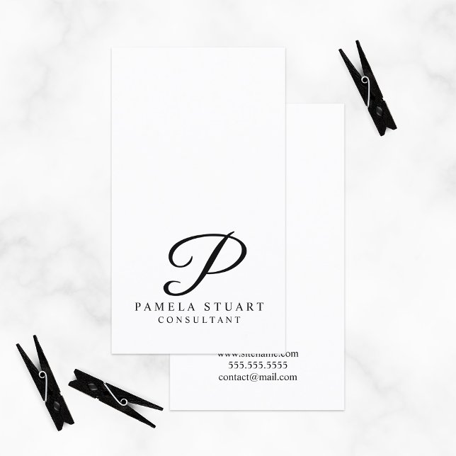 Tarjeta De Visita Monograma elegante en blanco y negro (Subido por el creador)